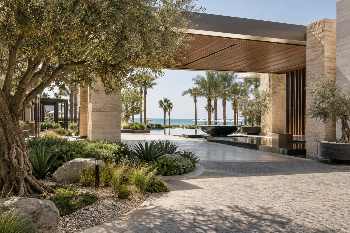 Editorial visualisation illustrating JA the resort; not a documentary photograph