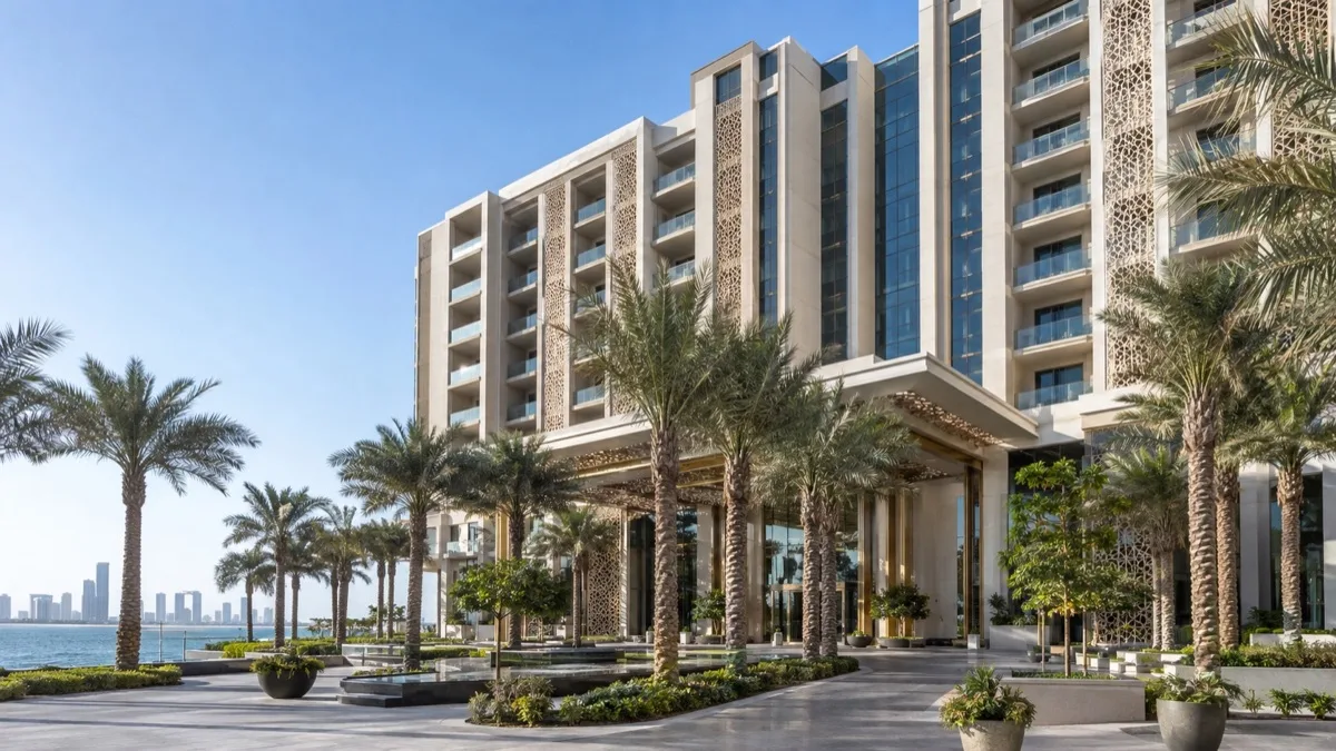 Editorial visualisation illustrating Grand Hyatt Hotel Emirates Pearl; not a documentary photograph