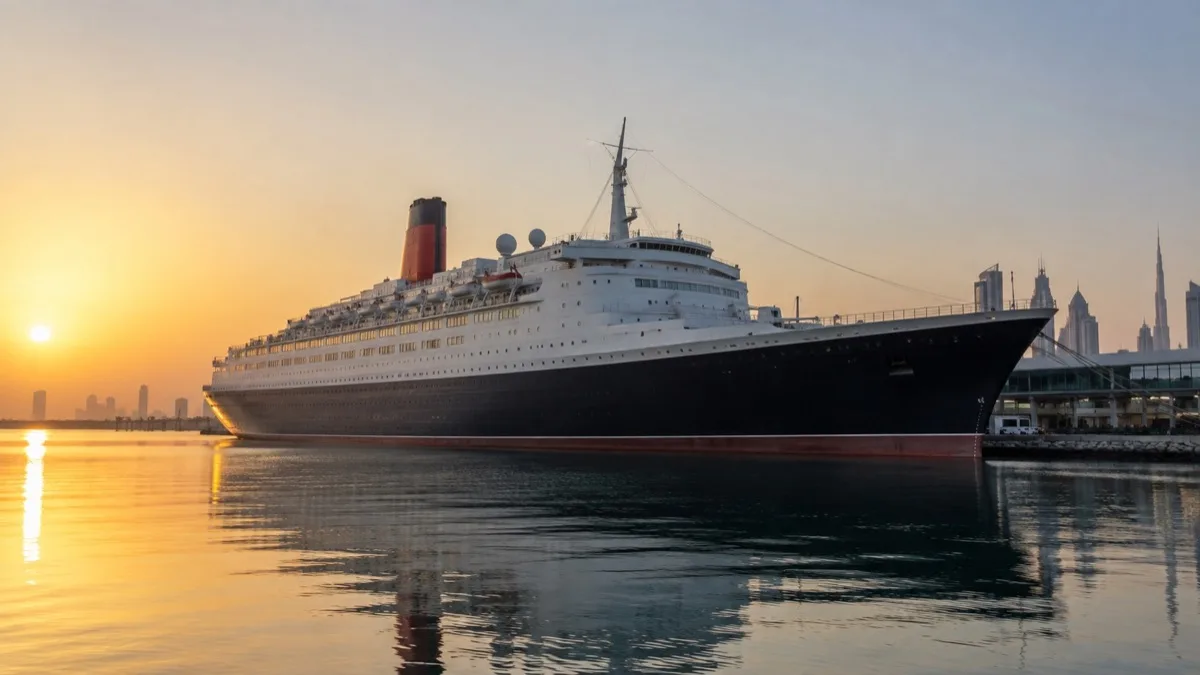 Editorial visualisation illustrating Queen Elizabeth 2 hotel; not a documentary photograph