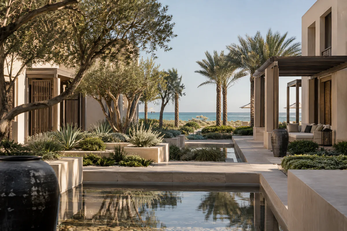 Editorial visualisation illustrating Jumeirah Saadiyat Island; not a documentary photograph