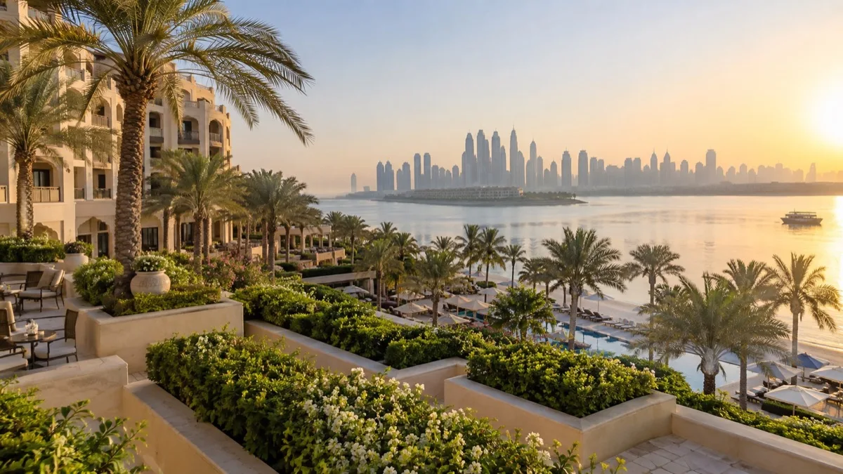 Editorial visualisation illustrating The Fairmont Palm Hotel & Resort - Guaranteed Savings Energy Performance; not a documentary photograph