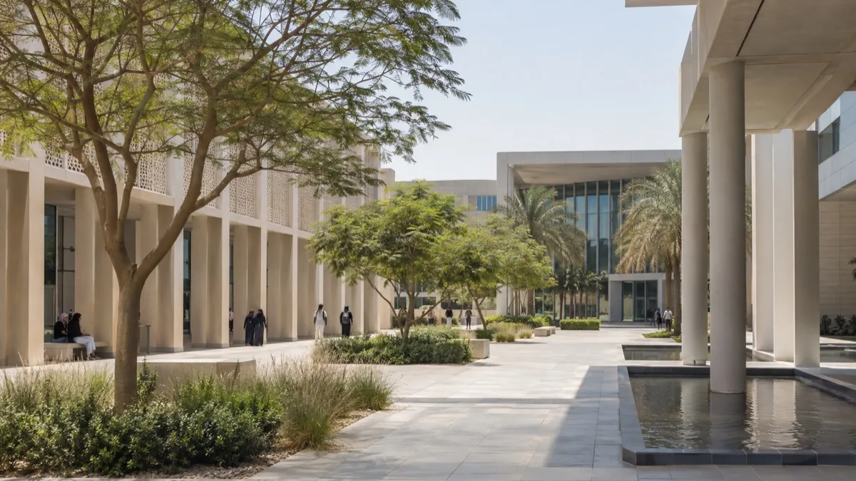Editorial visualisation illustrating University of Dubai; not a documentary photograph