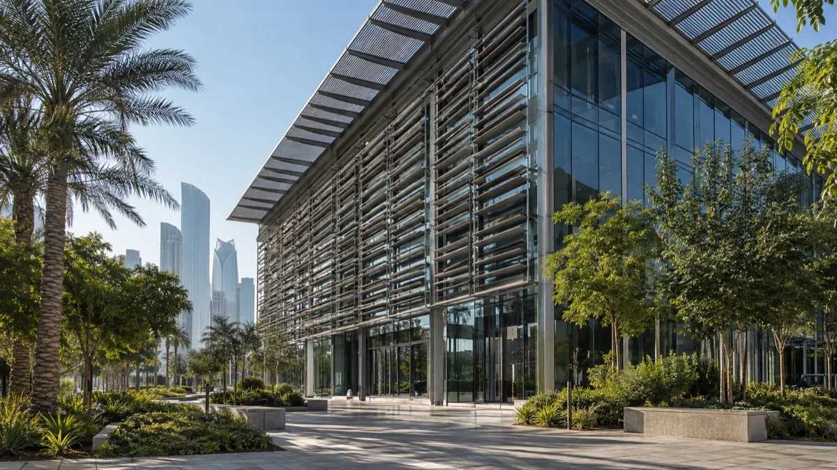 Editorial visualisation illustrating Al Sheraa Building; not a documentary photograph