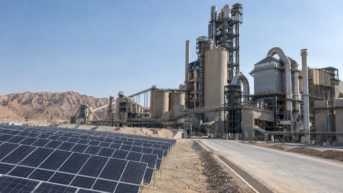 Editorial visualisation illustrating Suez Cement; not a documentary photograph