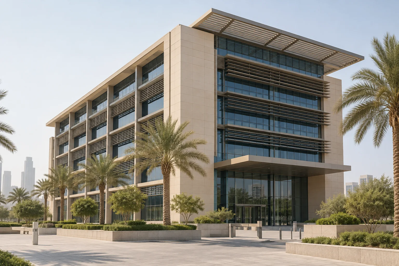 Editorial visualisation illustrating Dubai Chamber of Commerce and Industry; not a documentary photograph