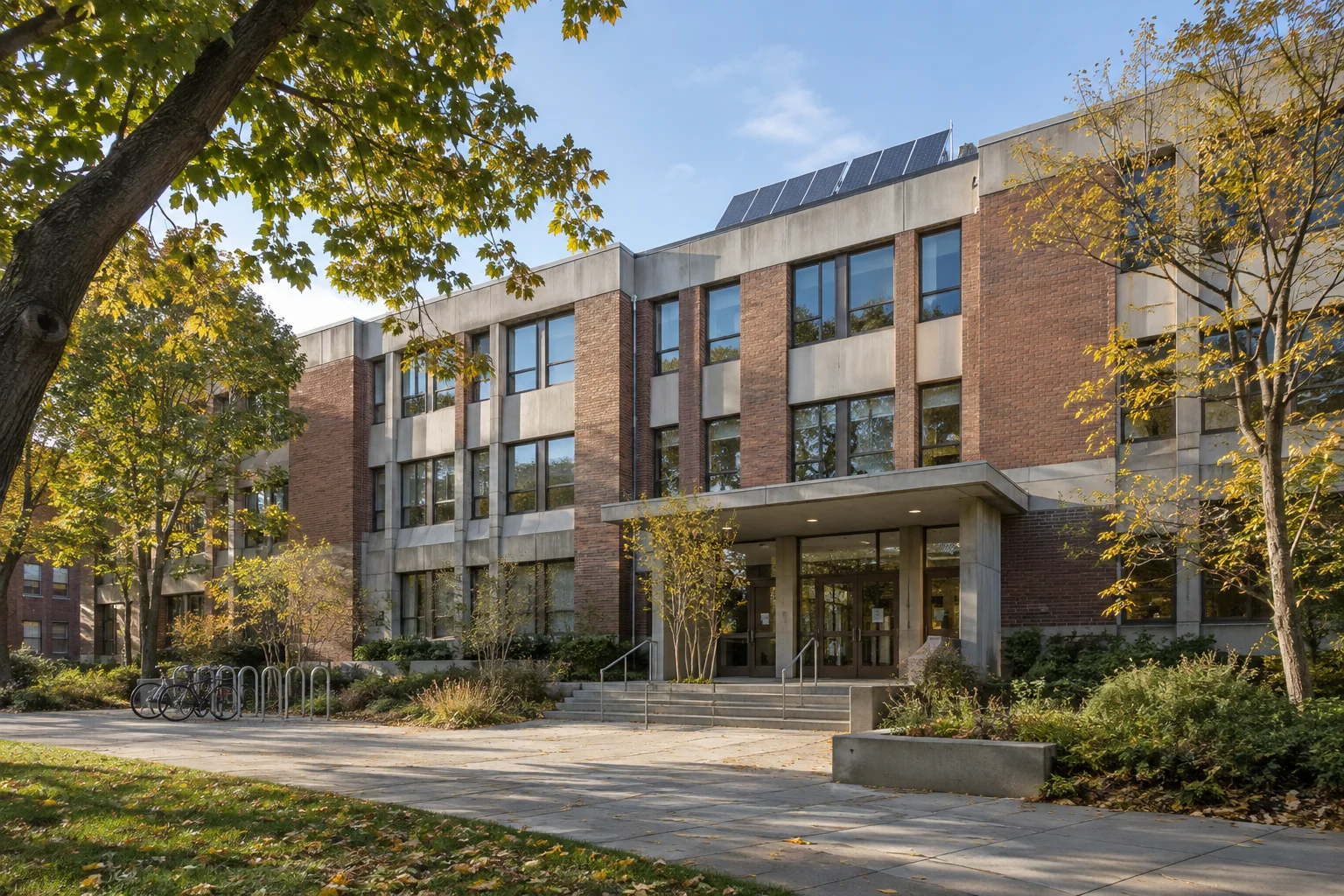 Editorial visualisation illustrating MIT Building 55; not a documentary photograph