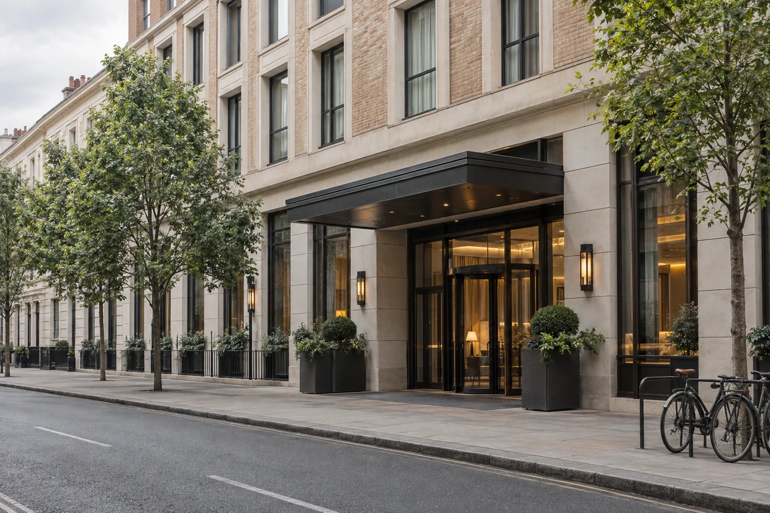 Editorial visualisation illustrating The Peninsula London; not a documentary photograph