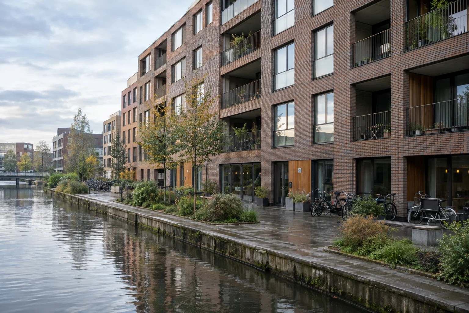 Editorial visualisation illustrating Jonas Amsterdam IJburg; not a documentary photograph