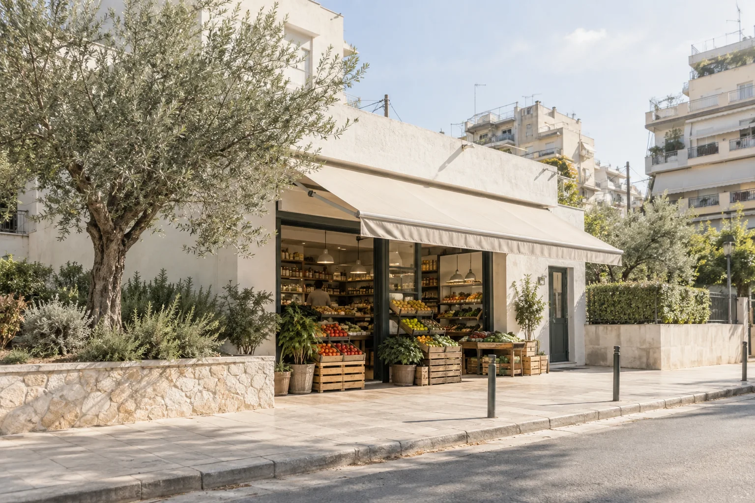 Editorial visualisation illustrating Lidl Greece Portfolio; not a documentary photograph