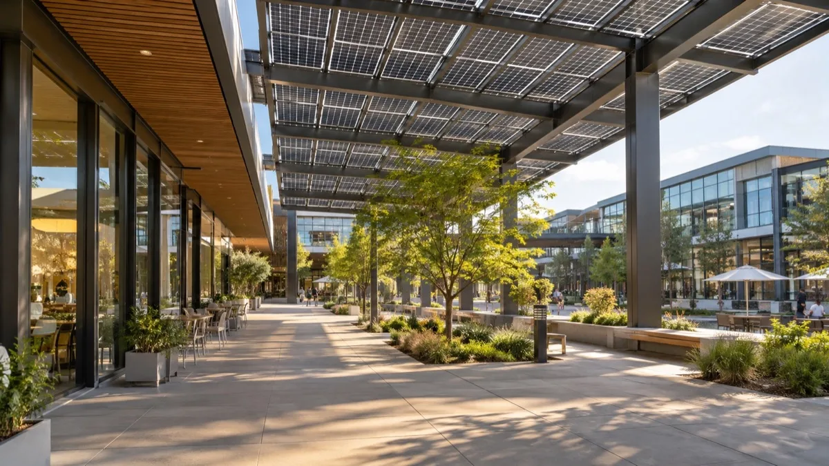 Editorial visualisation illustrating J2 Business and Retail Center; not a documentary photograph