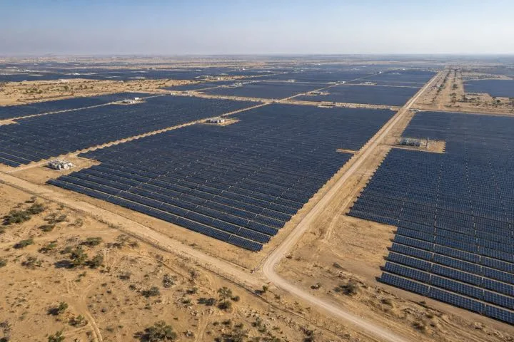 Editorial visualisation illustrating Bhadla Solar Park; not a documentary photograph