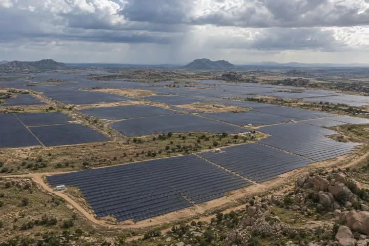 Editorial visualisation illustrating Pavagada Solar Park; not a documentary photograph