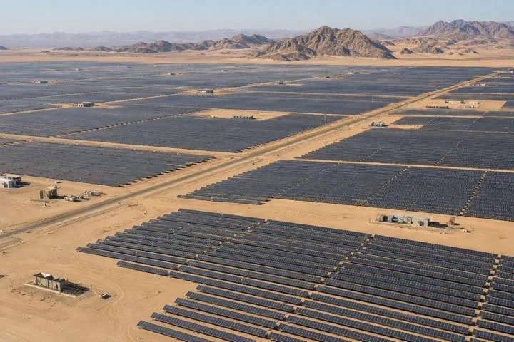 Editorial visualisation illustrating Benban Solar Park; not a documentary photograph