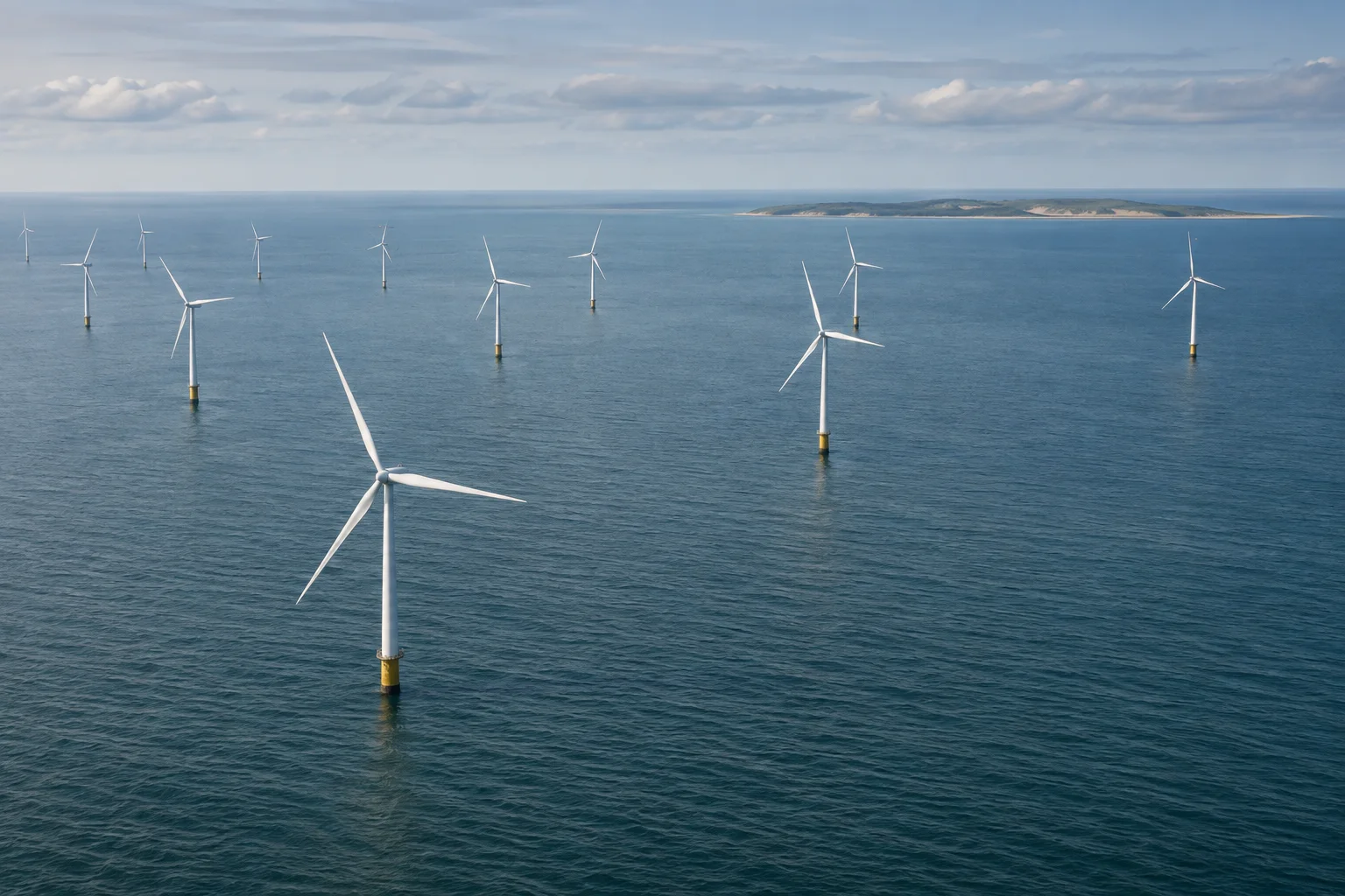 Editorial visualisation illustrating Anholt Offshore Wind Farm; not a documentary photograph