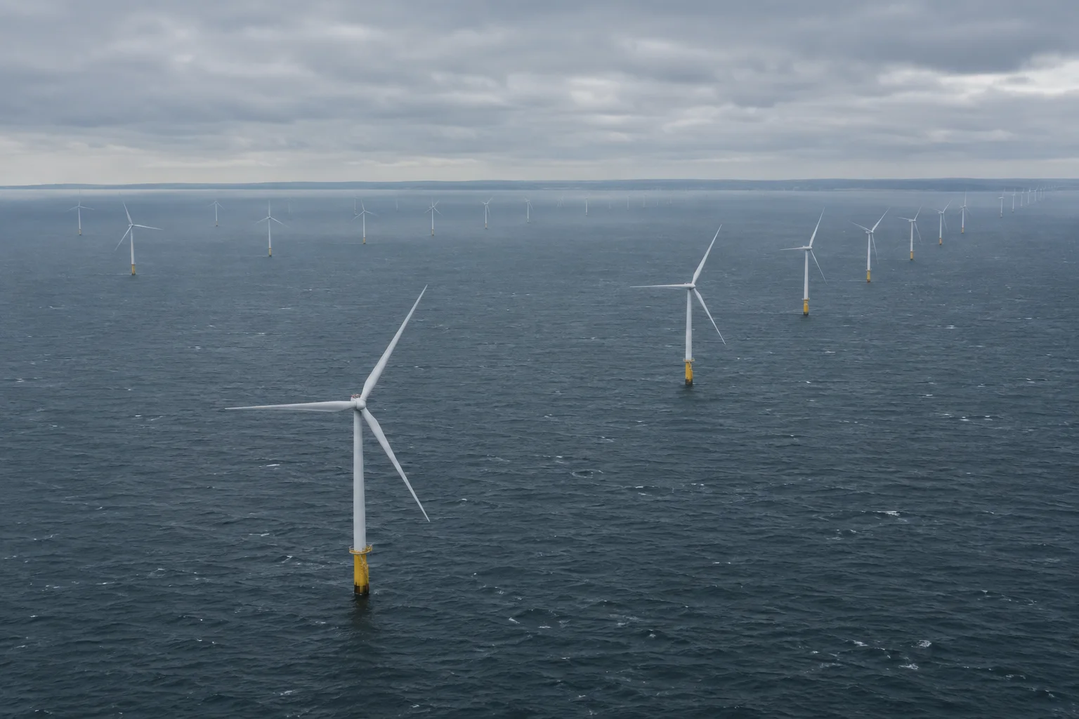 Editorial visualisation illustrating Greater Gabbard Offshore Wind Farm; not a documentary photograph