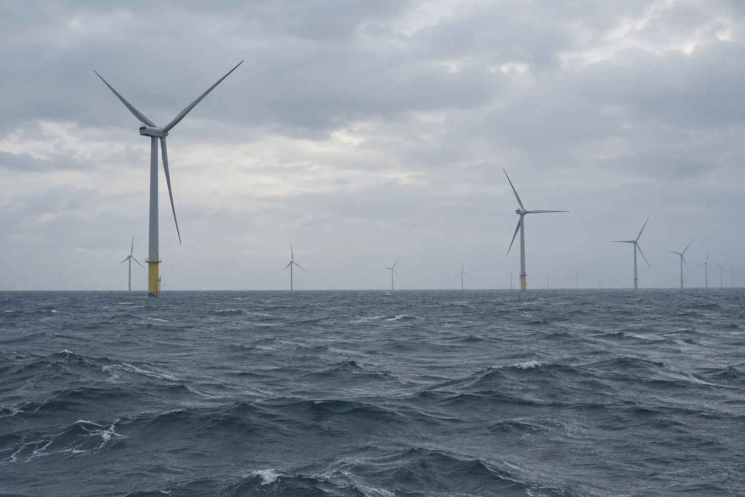 Editorial visualisation illustrating Horns Rev 3 Offshore Wind Farm; not a documentary photograph