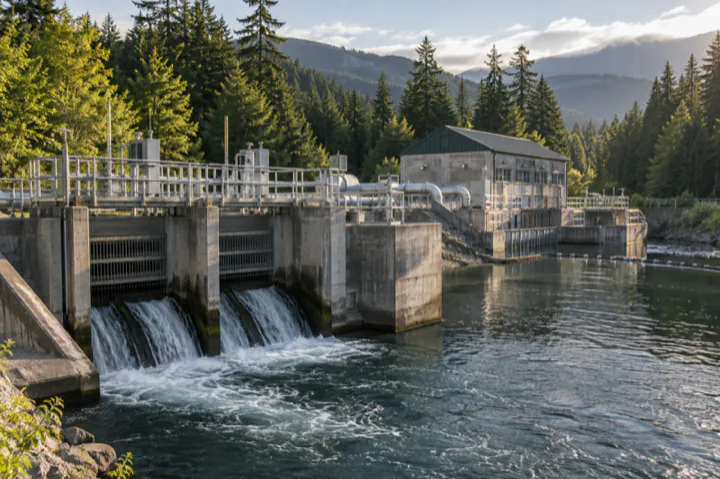 Editorial visualisation illustrating Bull Run Filtration Facility; not a documentary photograph