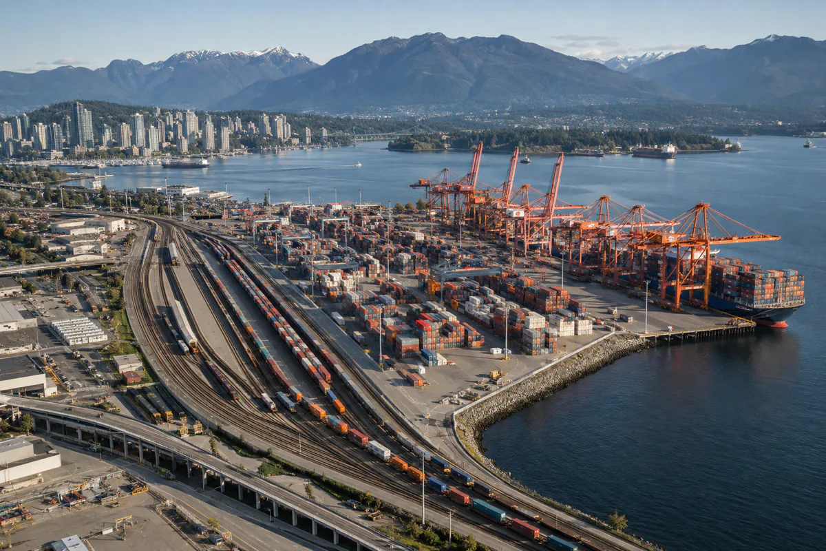 Editorial visualisation illustrating Centerm Expansion Project and South Shore Access Project; not a documentary photograph
