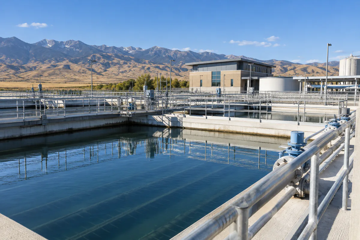 Editorial visualisation illustrating Denver Water Northwater Treatment Plant; not a documentary photograph