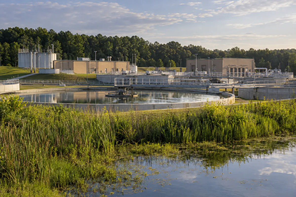 Editorial visualisation illustrating Clayton County Water Authority Shoal Creek Water Reclamation Facility Expansion; not a documentary photograph