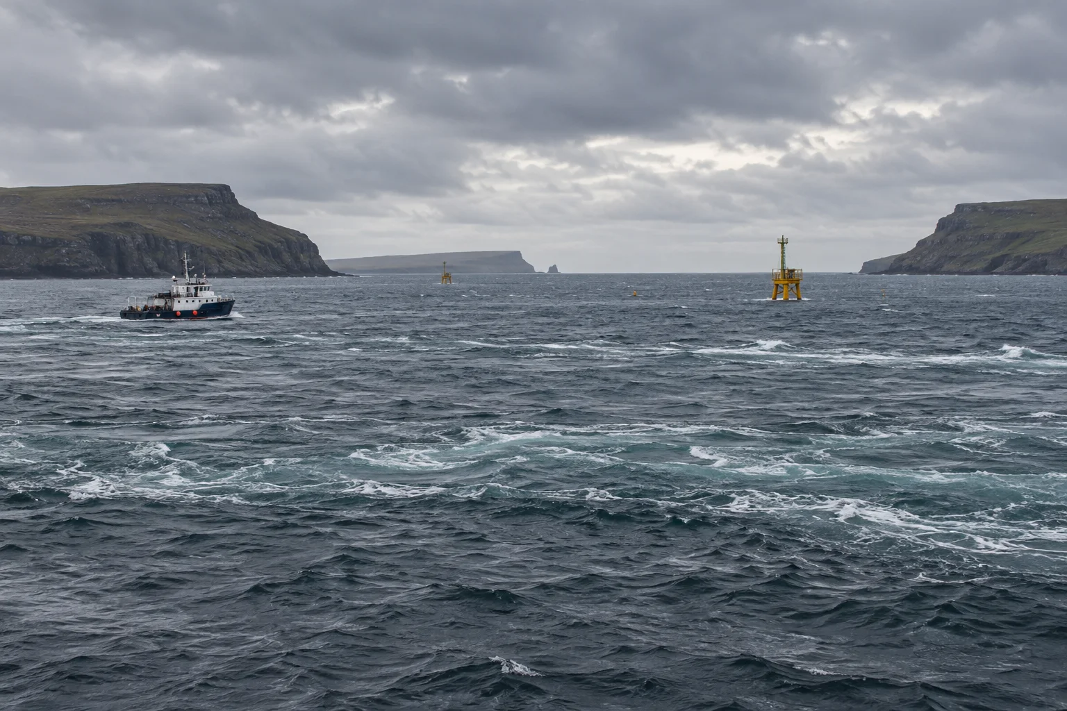 Editorial visualisation illustrating MeyGen Tidal Stream Project; not a documentary photograph