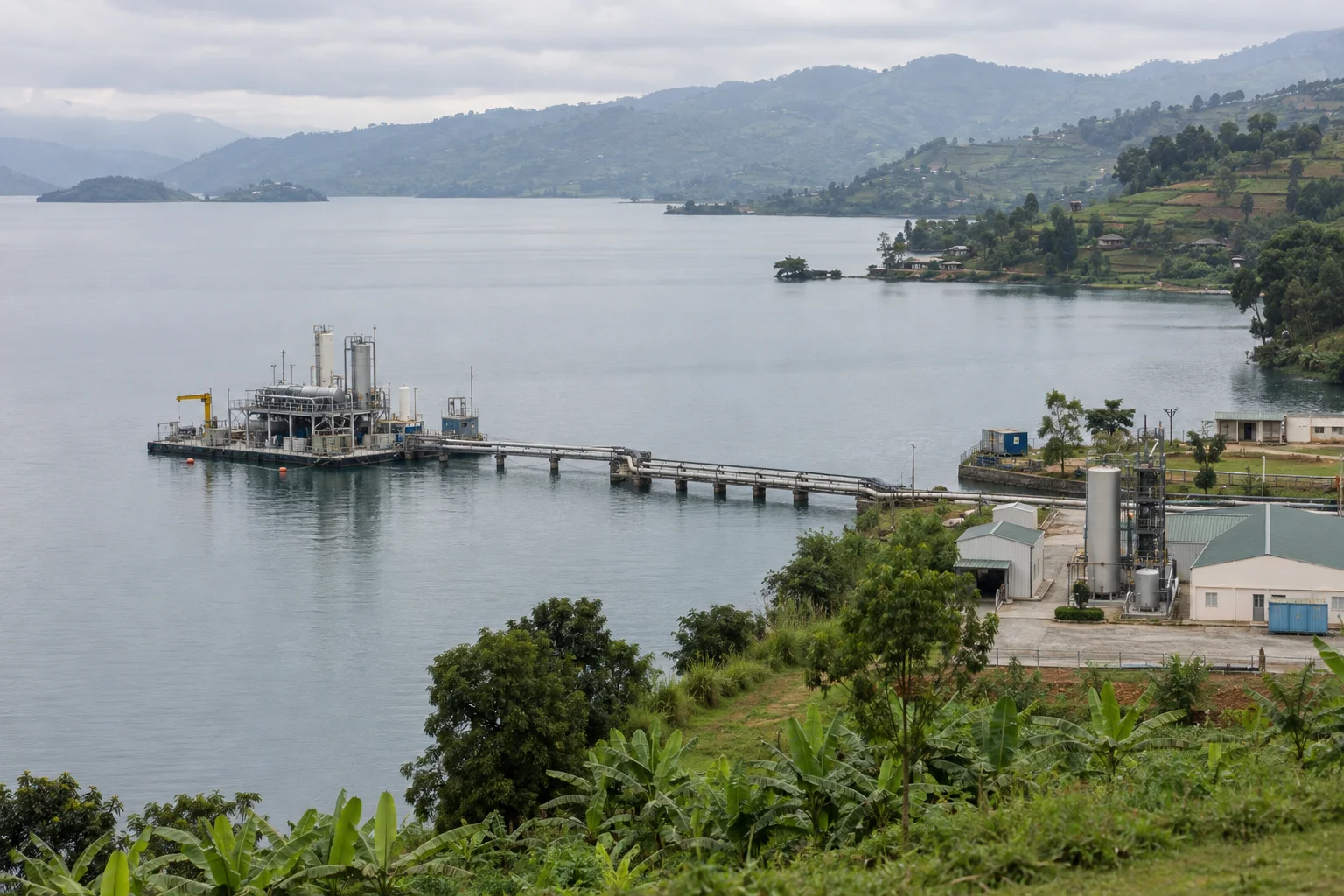 Editorial visualisation illustrating KivuWatt; not a documentary photograph