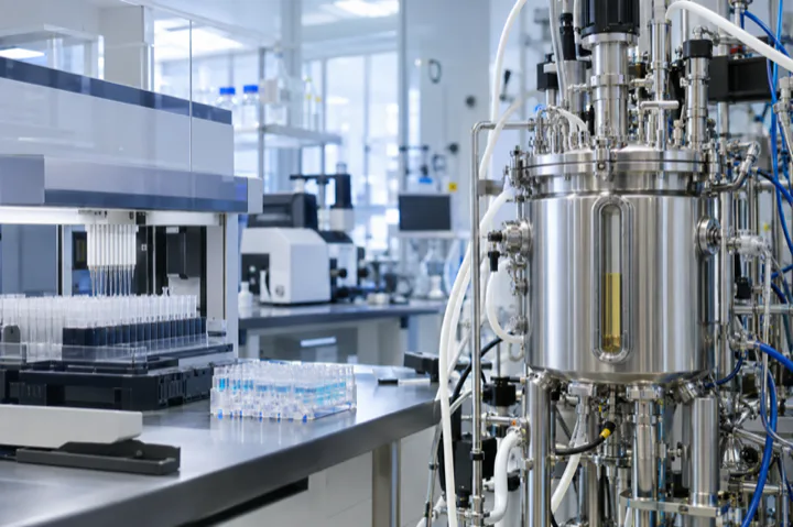 Editorial visualisation illustrating Bio-Techne; not a documentary photograph