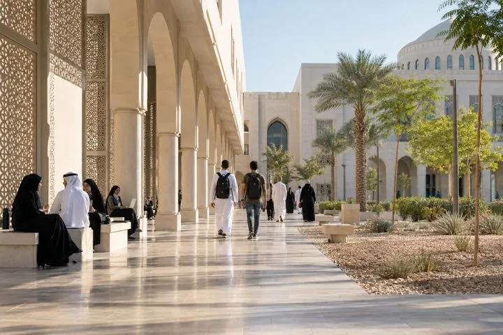 Editorial visualisation illustrating University of Sharjah; not a documentary photograph