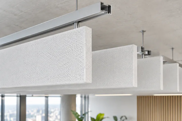 Editorial visualisation illustrating Ecophon Acoustic Solutions; not a documentary photograph