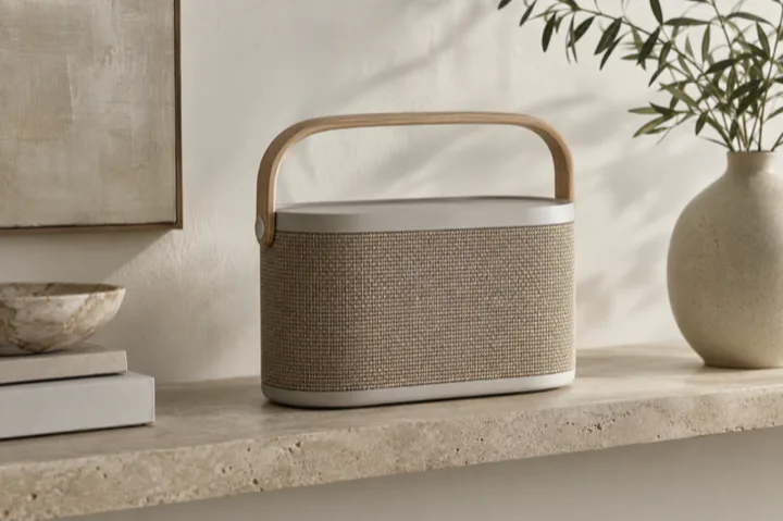 Editorial visualisation illustrating Beosound A5; not a documentary photograph