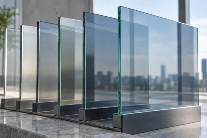 Editorial visualisation illustrating ORAÉ® Float Glass and ORAÉ® Coated Glass; not a documentary photograph