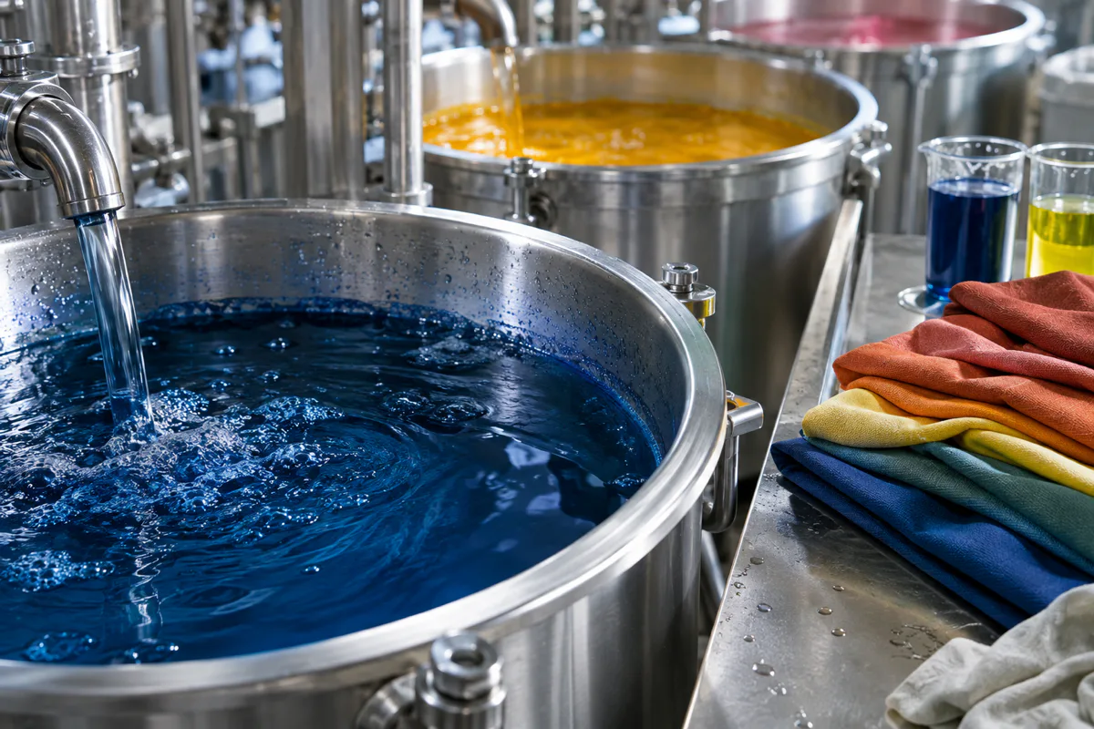 Editorial visualisation illustrating Gold Textile Finishing & Coating Auxiliaries by CHT; not a documentary photograph