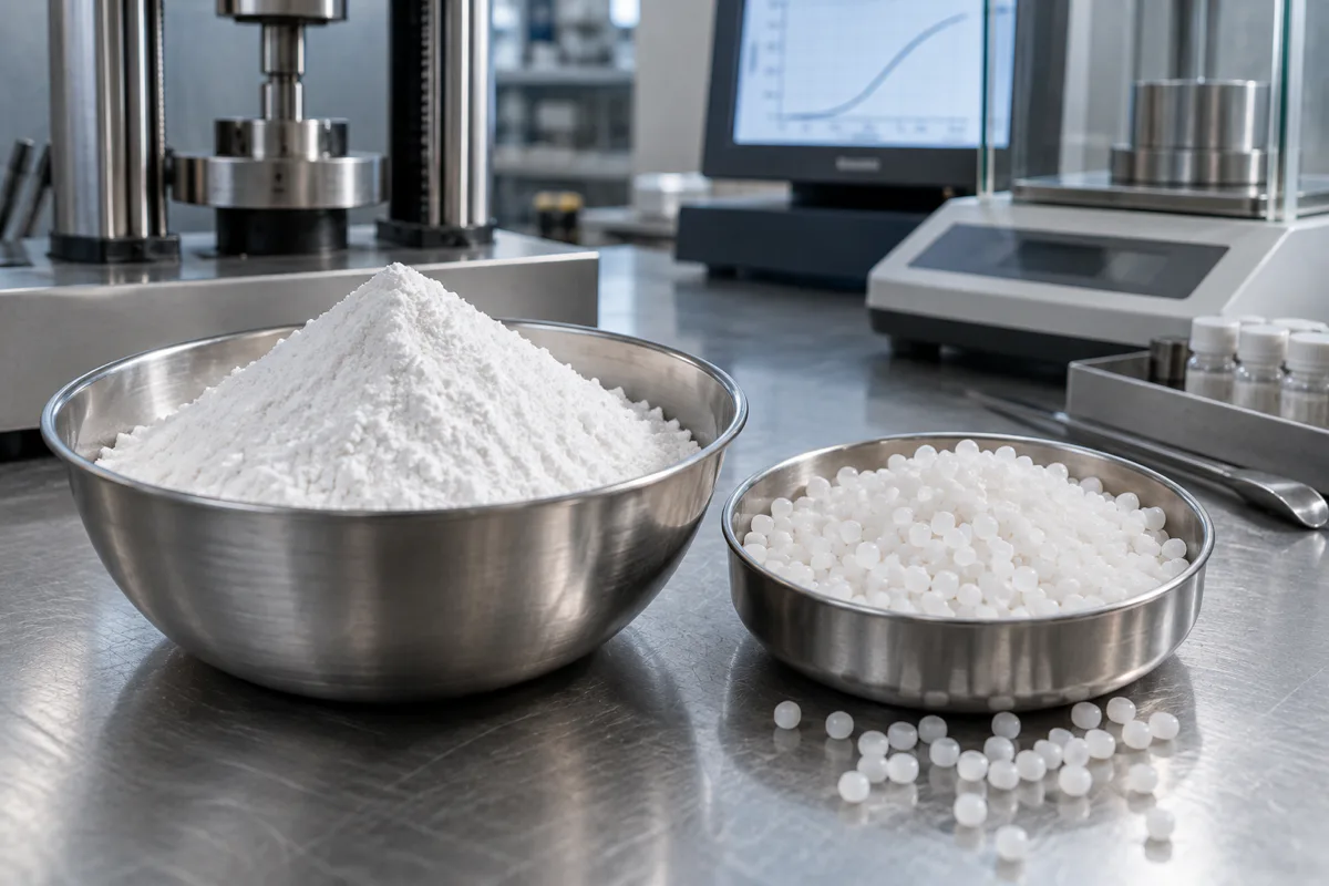 Editorial visualisation illustrating WS Particles and WS Powder; not a documentary photograph
