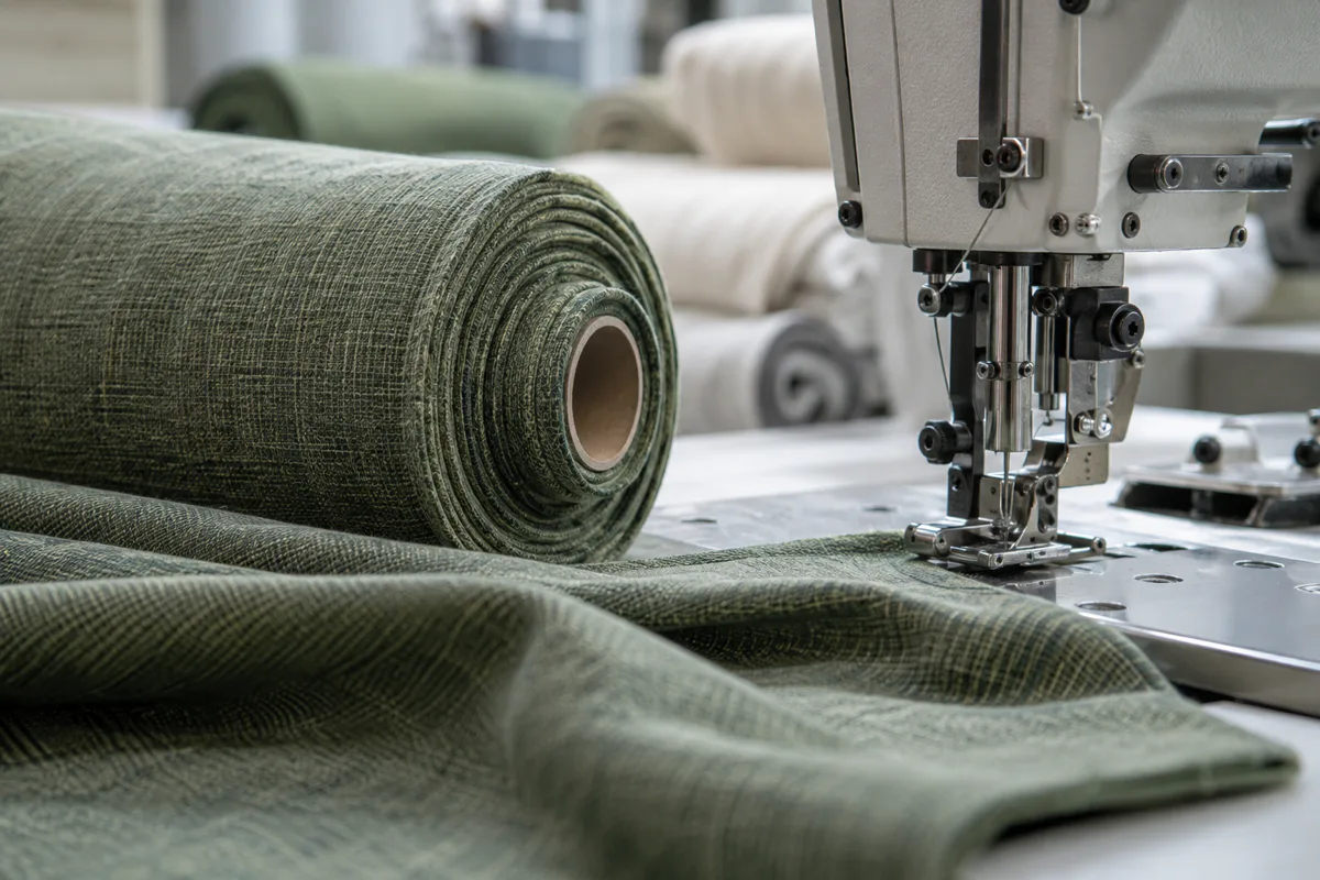 Editorial visualisation illustrating Saitex Fabrics; not a documentary photograph