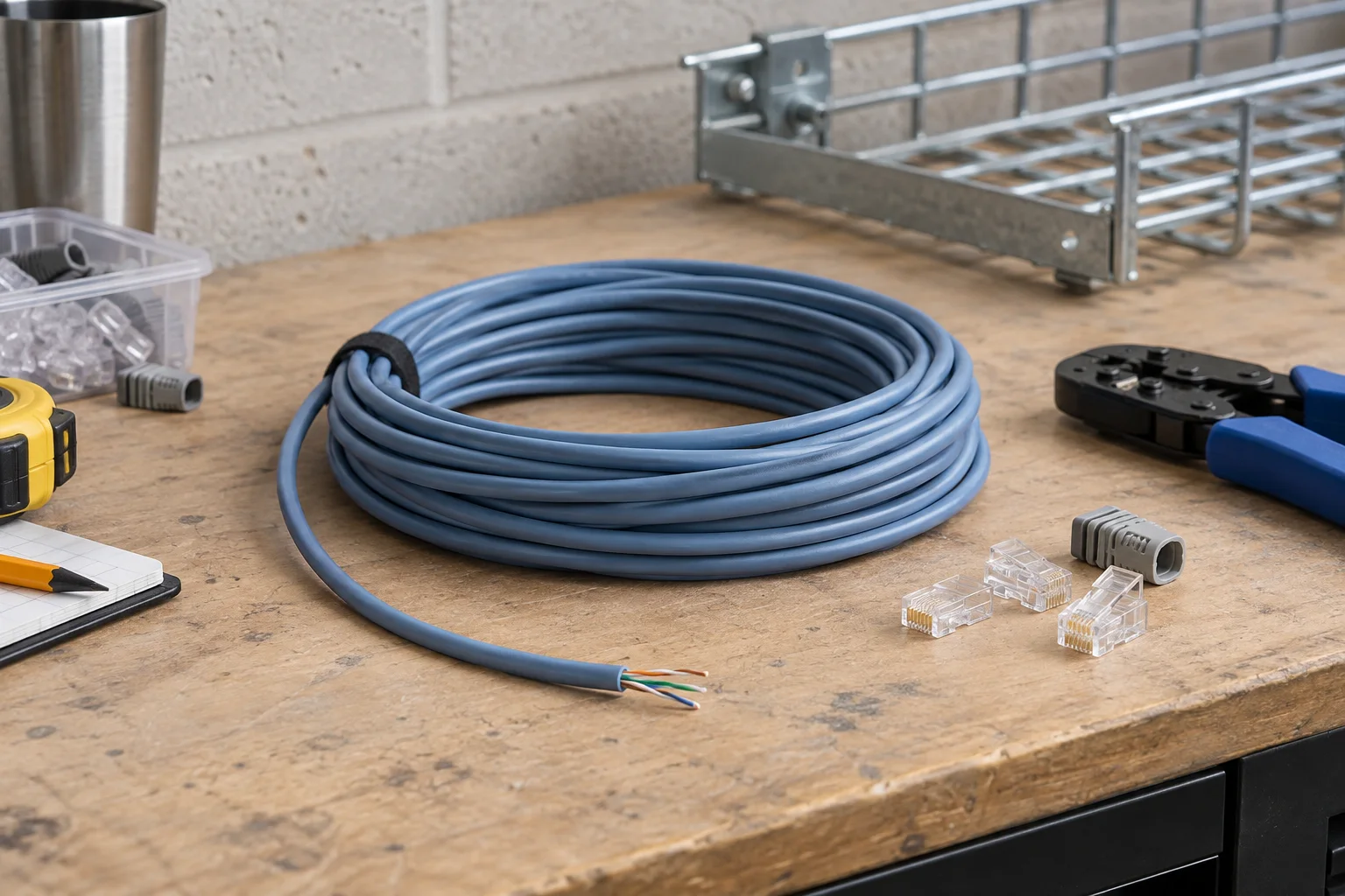Editorial visualisation illustrating Superior Essex CAT 6+ LSHF Cable; not a documentary photograph