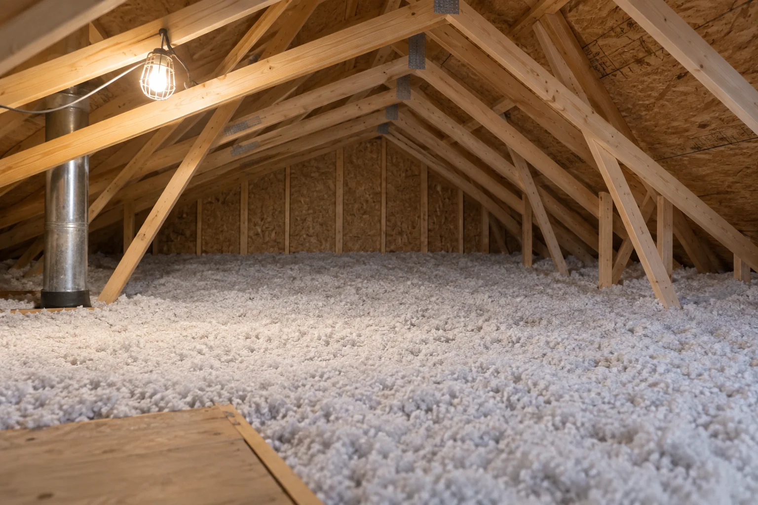 Editorial visualisation illustrating Owens Corning AttiCat®, ProPink® L77 and ProCat® Insulation; not a documentary photograph