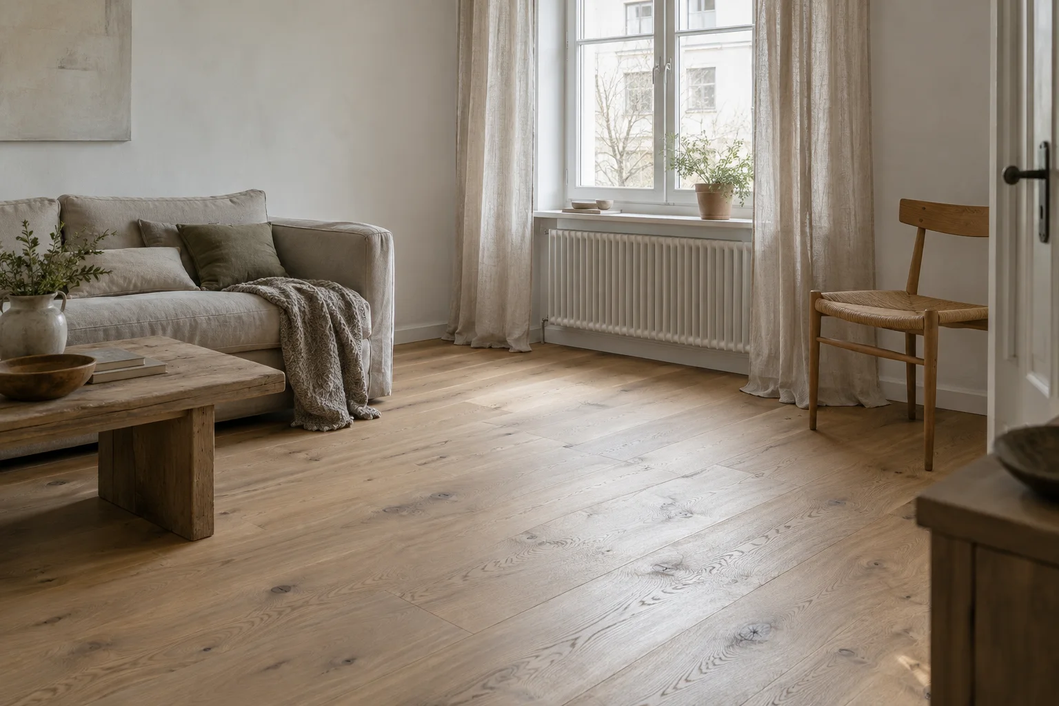 Editorial visualisation illustrating mafi Natural Wooden Flooring; not a documentary photograph