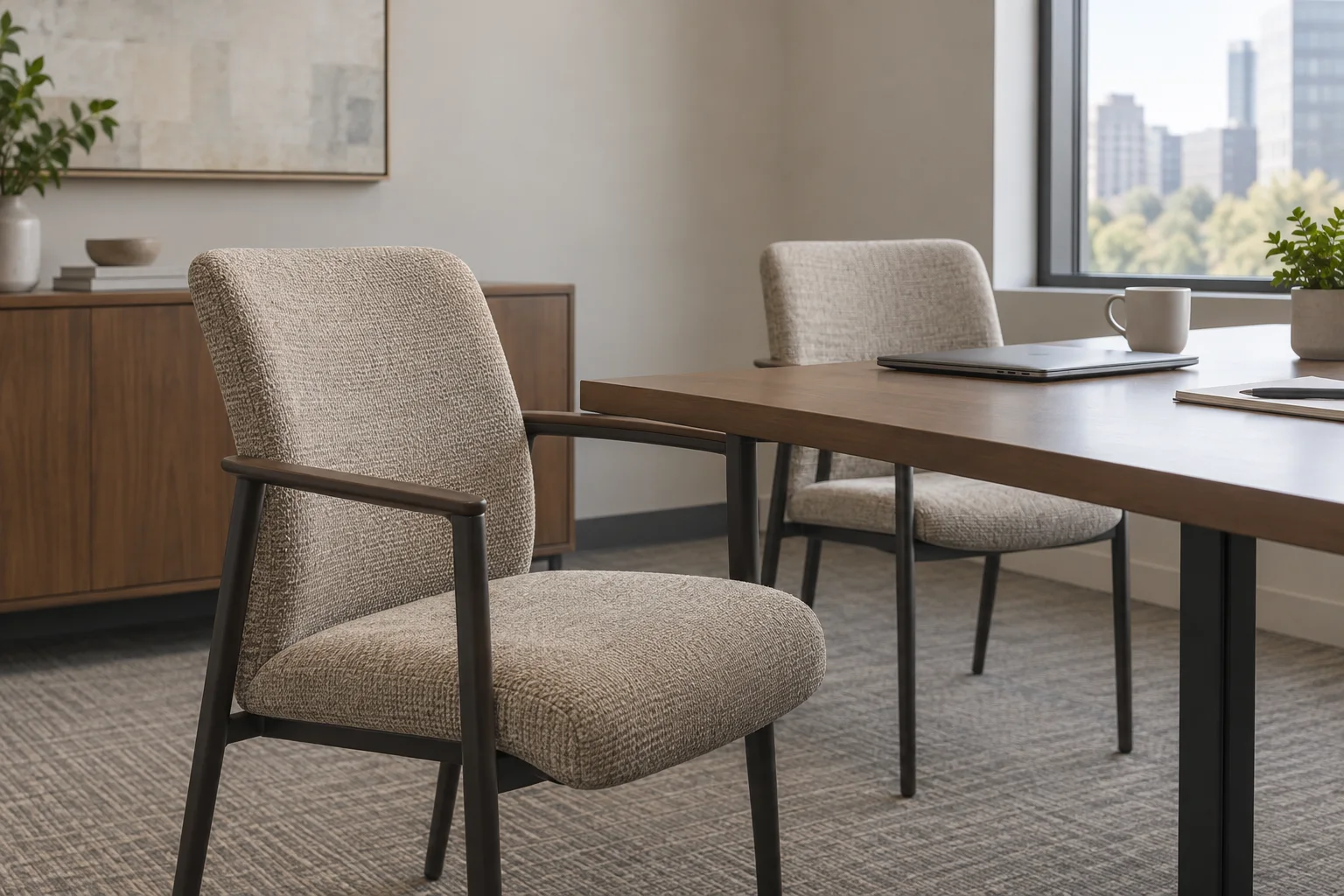 Editorial visualisation illustrating Carnegie Fabrics Bio Xorel Fabric; not a documentary photograph