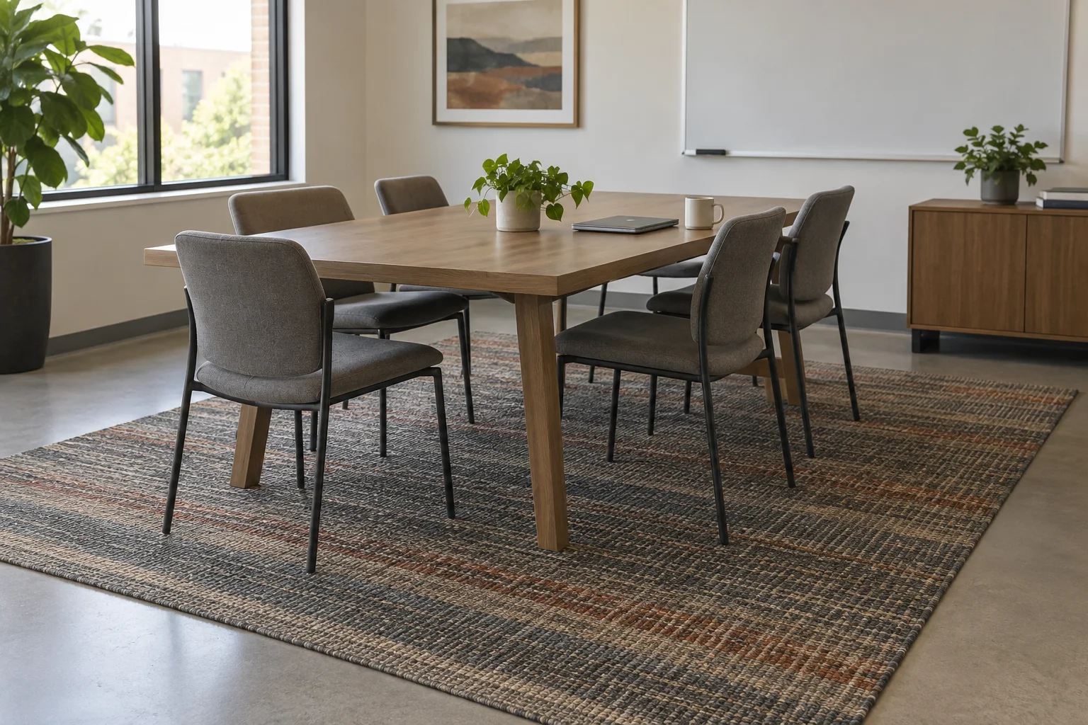 Editorial visualisation illustrating Sunweave Nylon Woven Rug; not a documentary photograph