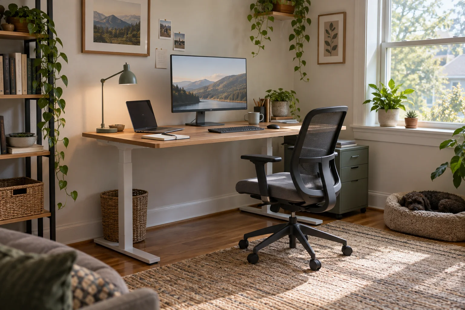 Editorial visualisation illustrating Humanscale Float® Table; not a documentary photograph